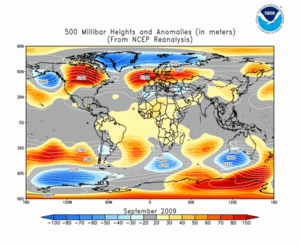 September 2009 height and anomaly map