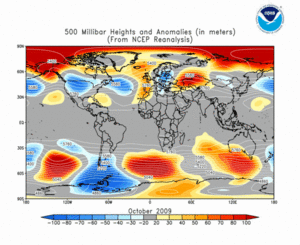October 2009 height and anomaly map