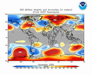 November 2009 height and anomaly map