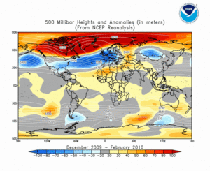 December 2009 - February 2010 height and anomaly map