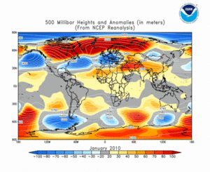 January 2010 height and anomaly map