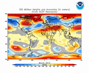 March 2010 height and anomaly map