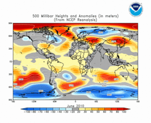 June 2010 height and anomaly map