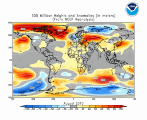 August 2010 height and anomaly map