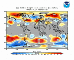May 2011 height and anomaly map