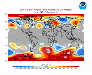 July 2011 height and anomaly map