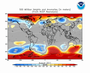August 2011 height and anomaly map