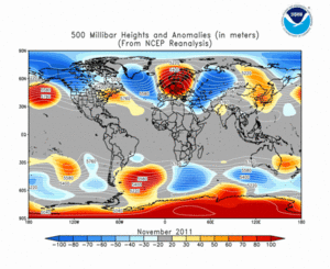 November 2011 height and anomaly map