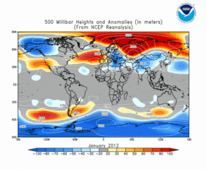 January 2012 height and anomaly map