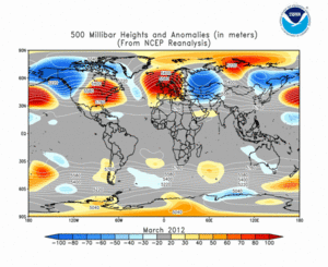 March 2012 height and anomaly map