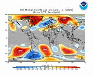 June 2012 height and anomaly map