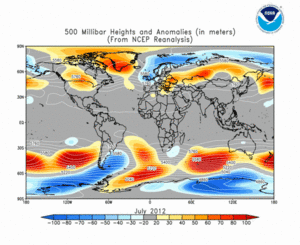 July 2012 height and anomaly map