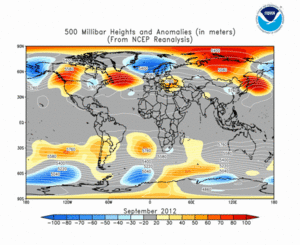 September 2012 height and anomaly map
