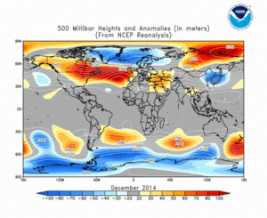 December 2014 height and anomaly map