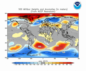 July 2015 height and anomaly map