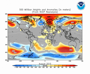 August 2015 height and anomaly map