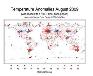 August Land Surface Temperature Anomalies in degree Celsius