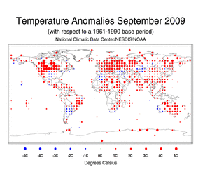September Land Surface Temperature Anomalies in degree Celsius