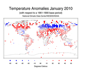 January Land Surface Temperature Anomalies in degree Celsius