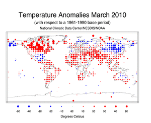 March Land Surface Temperature Anomalies in degree Celsius