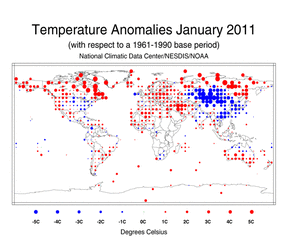 January Land Surface Temperature Anomalies in degree Celsius