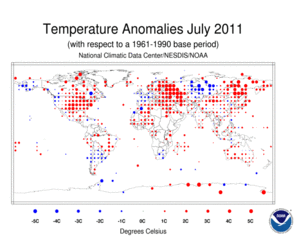 July Land Surface Temperature Anomalies in degree Celsius