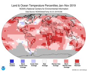 January–November Blended Land and Sea Surface Temperature Percentiles