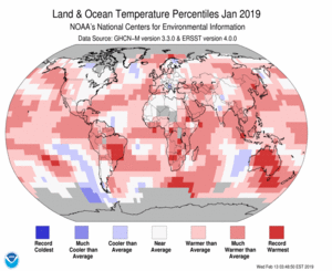 JanuaryBlended Land and Sea Surface Temperature Percentiles