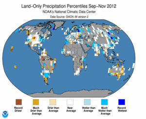 September–November Land-Only Precipitation Percentiles