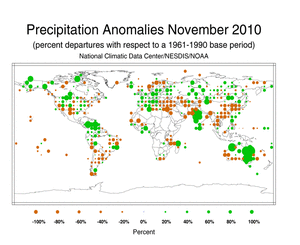 November 2010 Precipitation Anomalies by Percentage
