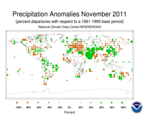 November 2011 Precipitation Anomalies by Percentage