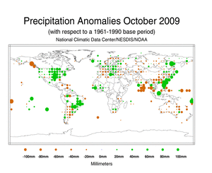 October 2009 Precipitation Anomalies in Millimeters