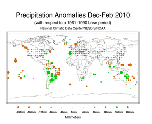 December 2009 - February 2010 Precipitation Anomalies in Millimeters