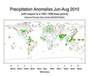 June–August 2010 Precipitation Anomalies in Millimeters