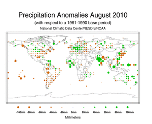 August 2010 Precipitation Anomalies in Millimeters