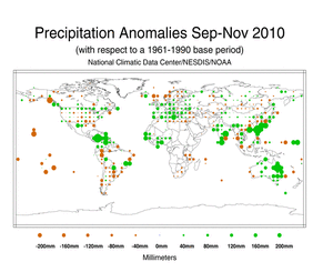 September–November 2010 Precipitation Anomalies in Millimeters