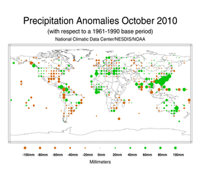 October 2010 Precipitation Anomalies in Millimeters