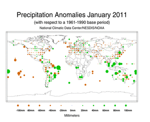 January 2011 Precipitation Anomalies in Millimeters
