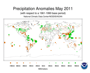 May 2011 Precipitation Anomalies in Millimeters