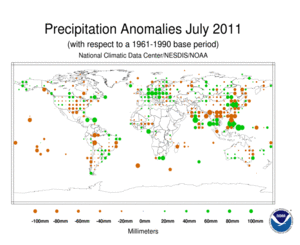 July 2011 Precipitation Anomalies in Millimeters
