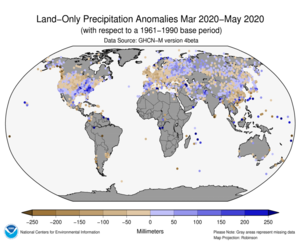 March-May Land-Only Precipitation Anomalies