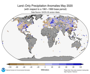 May Land-Only Precipitation Anomalies