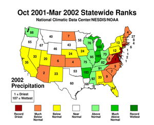 Click here for map showing Statewide Precipitation Ranks for October 2001 - March 2002