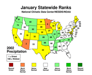 Statewide Precipitation Ranks for January 2002