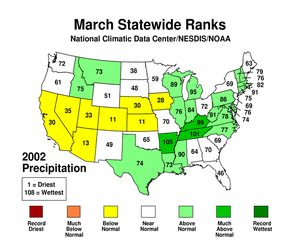 Click here for map showing Statewide Precipitation Ranks for March 2002
