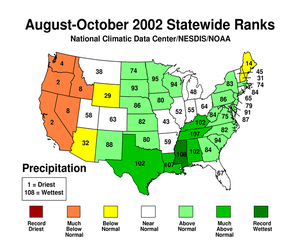 Statewide Precipitation Ranks for Aug-Oct 2002