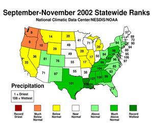 Statewide Precipitation Ranks for Sep-Nov 2002