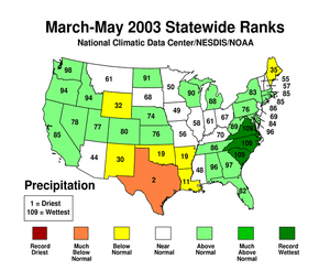 March-May 2003 Statewide Precipitation Ranks