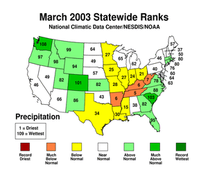 statewide precipitation ranks, March 2003