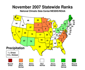November 2007 Statewide Precipitation Ranks